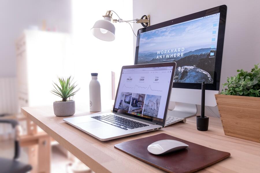 Digital marketing specialist working at desk